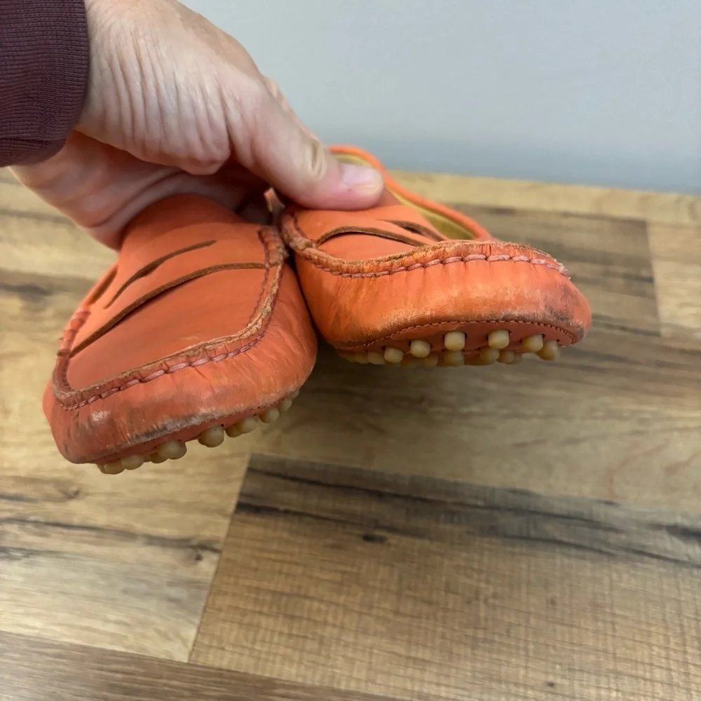 M.Gemi Leather Driving Moccasin Slip On Loafers Light Orange - Picture 5 of 8